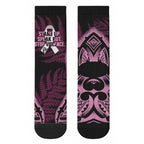 White Ribbon Day New Zealand Crew Socks Respect Women Maori Pattern Pink