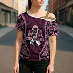 White Ribbon Day New Zealand Cross Shoulder Shirt Respect Women Maori Pattern Pink