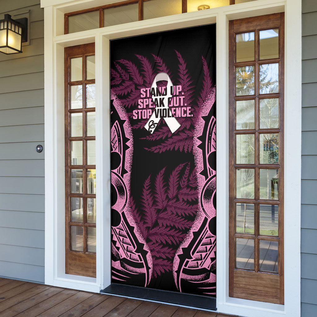 White Ribbon Day New Zealand Door Cover Respect Women Maori Pattern Pink