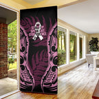 White Ribbon Day New Zealand Door Cover Respect Women Maori Pattern Pink