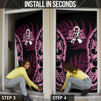 White Ribbon Day New Zealand Door Cover Respect Women Maori Pattern Pink