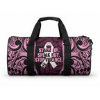 White Ribbon Day New Zealand Duffle Bag Respect Women Maori Pattern Pink