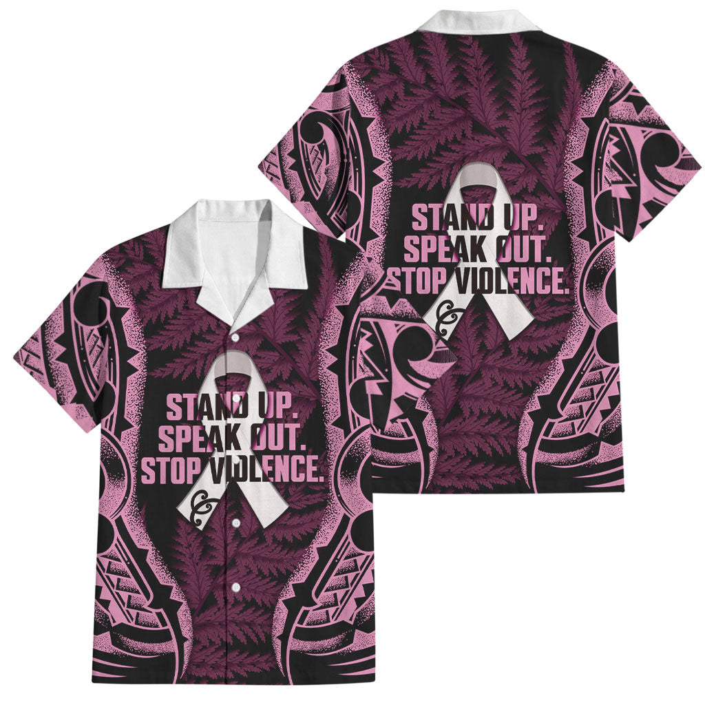 White Ribbon Day New Zealand Family Matching Summer Maxi Dress and Hawaiian Shirt Respect Women Maori Pattern Pink