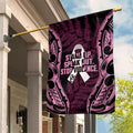 White Ribbon Day New Zealand Garden Flag Respect Women Maori Pattern Pink