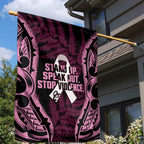 White Ribbon Day New Zealand Garden Flag Respect Women Maori Pattern Pink