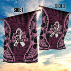 White Ribbon Day New Zealand Garden Flag Respect Women Maori Pattern Pink