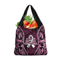 White Ribbon Day New Zealand Grocery Bag Respect Women Maori Pattern Pink