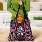 White Ribbon Day New Zealand Grocery Bag Respect Women Maori Pattern Pink