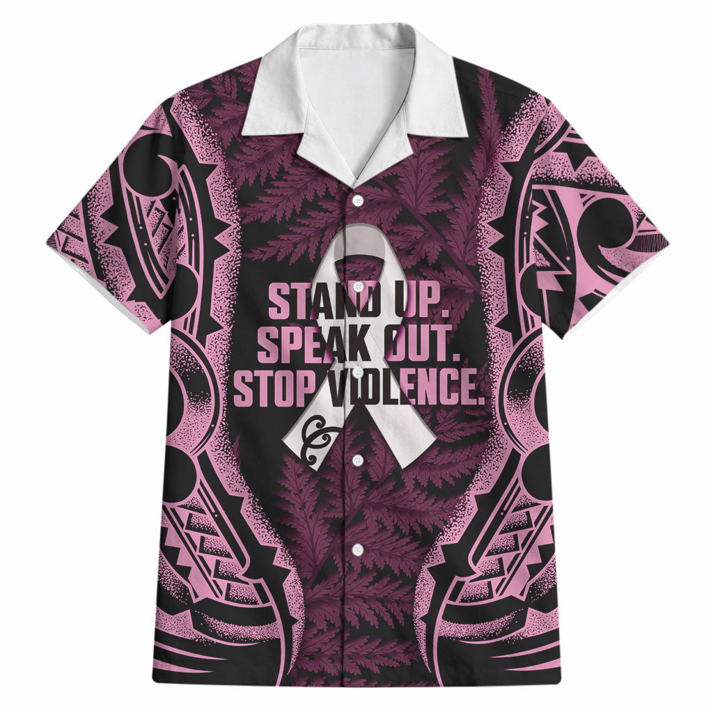 White Ribbon Day New Zealand Hawaiian Shirt Respect Women Maori Pattern Pink