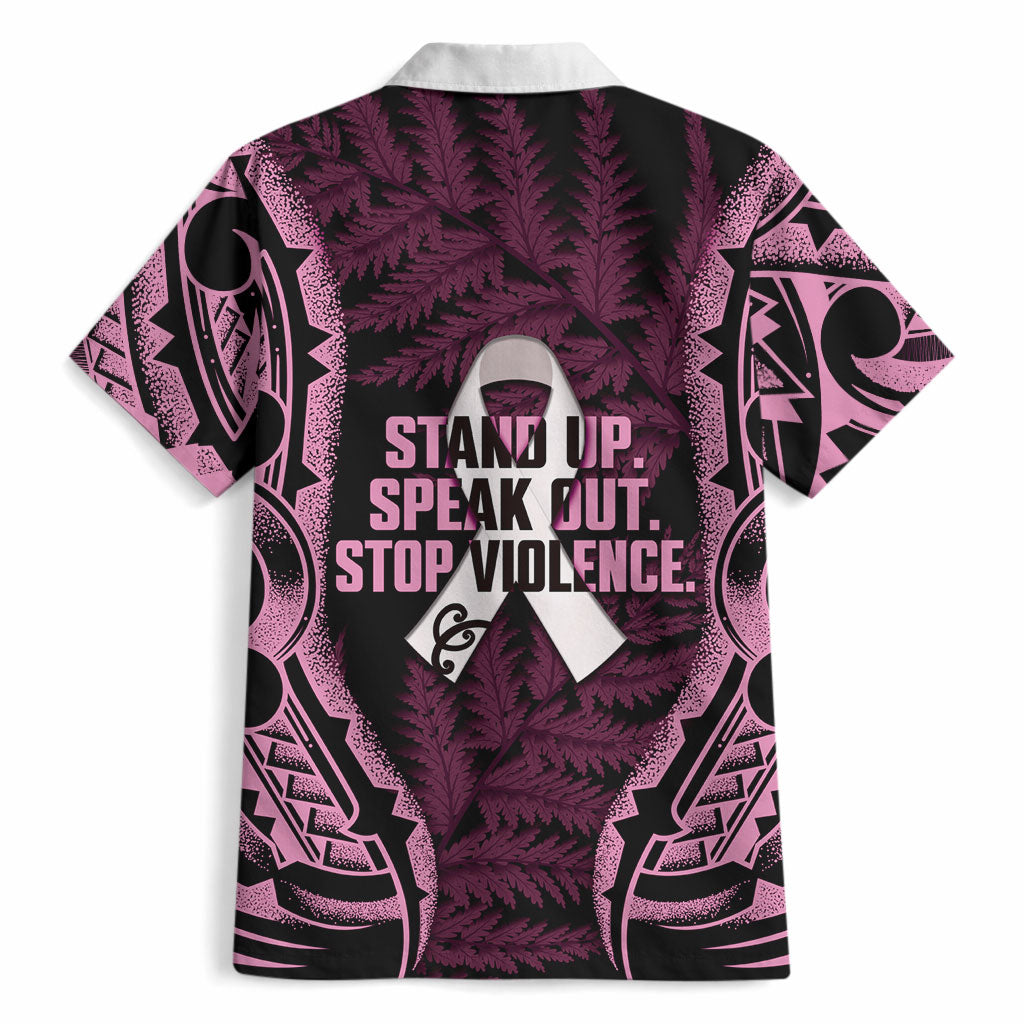 White Ribbon Day New Zealand Hawaiian Shirt Respect Women Maori Pattern Pink