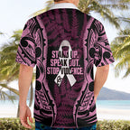 White Ribbon Day New Zealand Hawaiian Shirt Respect Women Maori Pattern Pink