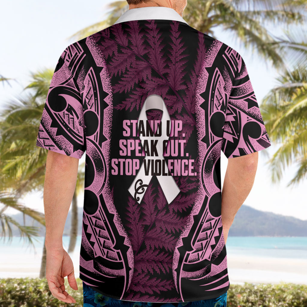 White Ribbon Day New Zealand Hawaiian Shirt Respect Women Maori Pattern Pink