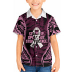 White Ribbon Day New Zealand Hawaiian Shirt Respect Women Maori Pattern Pink