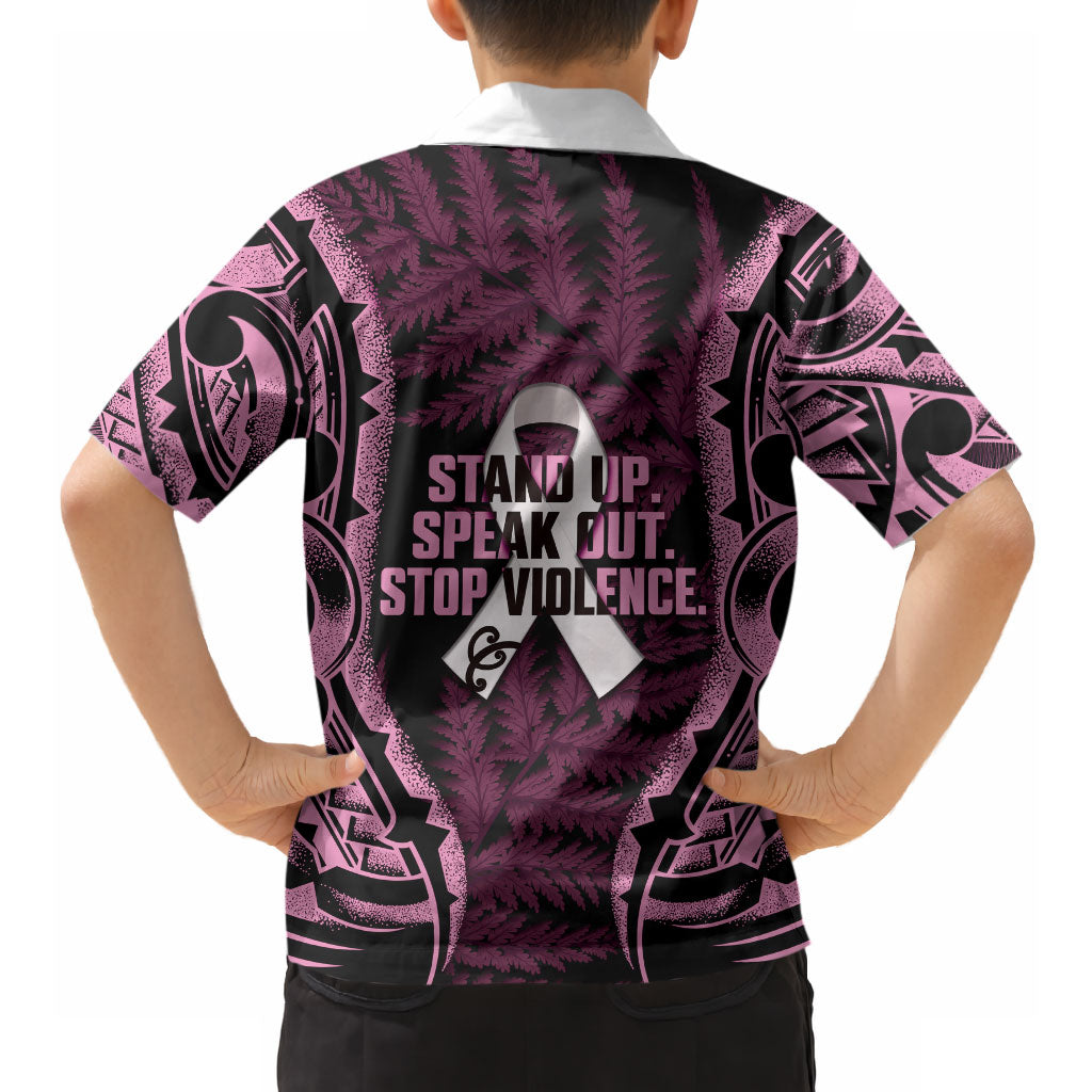 White Ribbon Day New Zealand Hawaiian Shirt Respect Women Maori Pattern Pink