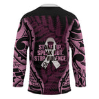 White Ribbon Day New Zealand Hockey Jersey Respect Women Maori Pattern Pink