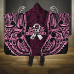 White Ribbon Day New Zealand Hooded Blanket Respect Women Maori Pattern Pink
