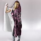 White Ribbon Day New Zealand Hooded Blanket Respect Women Maori Pattern Pink