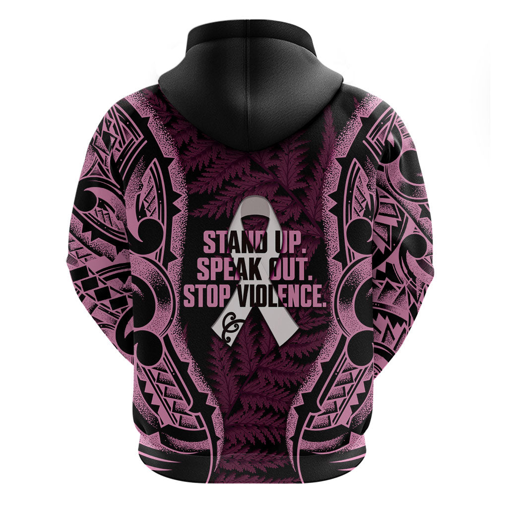 White Ribbon Day New Zealand Hoodie Respect Women Maori Pattern Pink