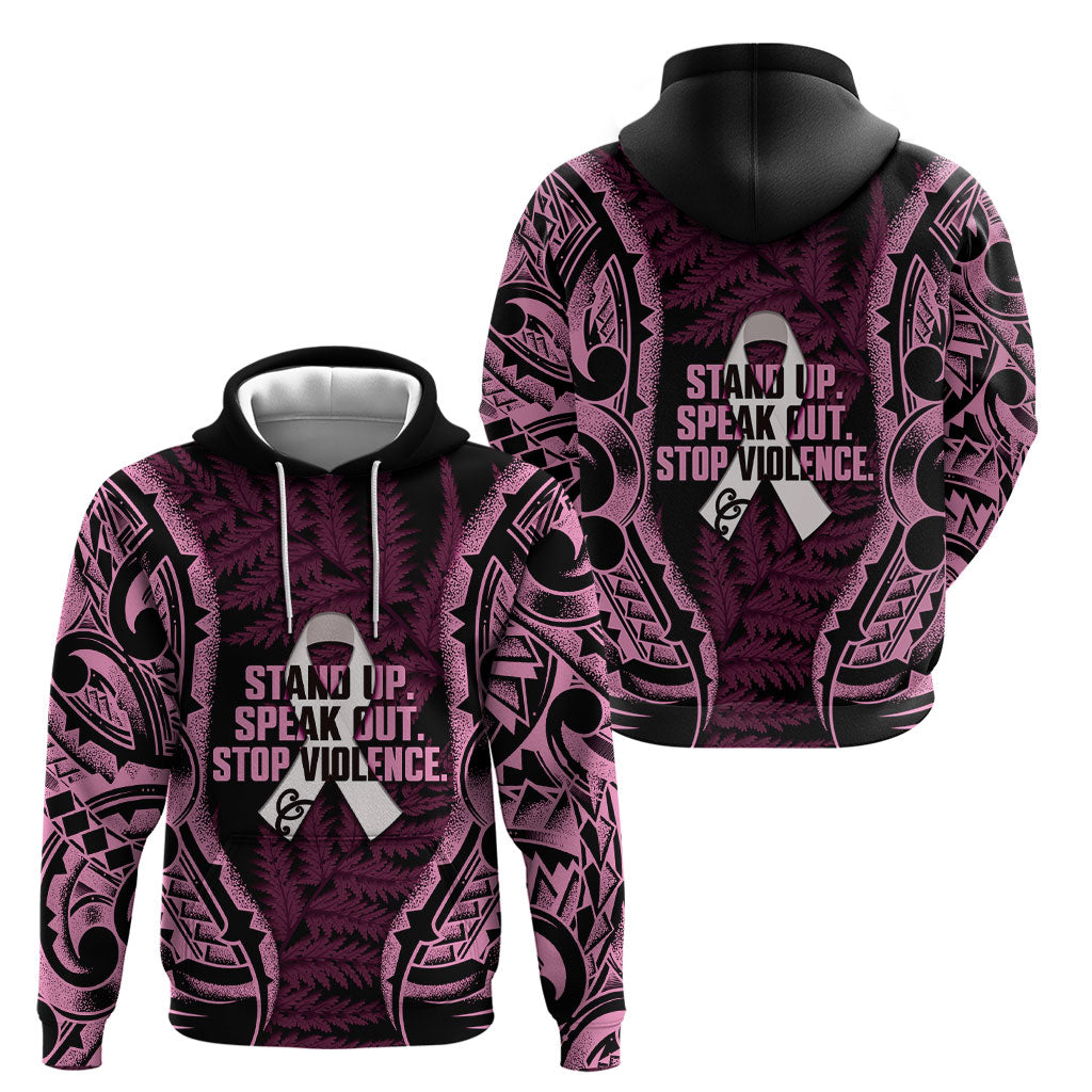 White Ribbon Day New Zealand Hoodie Respect Women Maori Pattern Pink