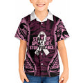 White Ribbon Day New Zealand Kid Hawaiian Shirt Respect Women Maori Pattern Pink