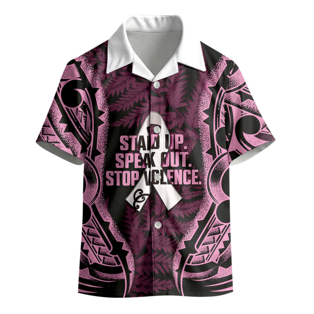 White Ribbon Day New Zealand Kid Hawaiian Shirt Respect Women Maori Pattern Pink