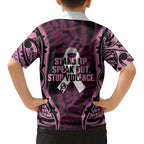 White Ribbon Day New Zealand Kid Hawaiian Shirt Respect Women Maori Pattern Pink
