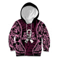 White Ribbon Day New Zealand Kid Hoodie Respect Women Maori Pattern Pink