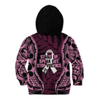 White Ribbon Day New Zealand Kid Hoodie Respect Women Maori Pattern Pink