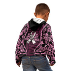 White Ribbon Day New Zealand Kid Hoodie Respect Women Maori Pattern Pink