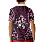White Ribbon Day New Zealand Kid Polo Shirt Respect Women Maori Pattern Pink