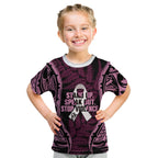 White Ribbon Day New Zealand Kid T Shirt Respect Women Maori Pattern Pink