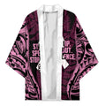 White Ribbon Day New Zealand Kimono Respect Women Maori Pattern Pink