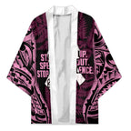 White Ribbon Day New Zealand Kimono Respect Women Maori Pattern Pink