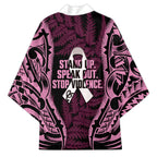 White Ribbon Day New Zealand Kimono Respect Women Maori Pattern Pink