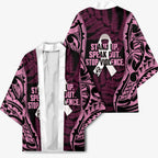 White Ribbon Day New Zealand Kimono Respect Women Maori Pattern Pink