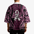White Ribbon Day New Zealand Kimono Respect Women Maori Pattern Pink