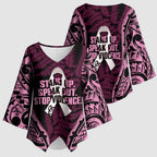 White Ribbon Day New Zealand Kimono Sleeve Blouse Respect Women Maori Pattern Pink