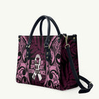 White Ribbon Day New Zealand Leather Bag Respect Women Maori Pattern Pink