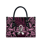 White Ribbon Day New Zealand Leather Bag Respect Women Maori Pattern Pink
