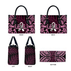 White Ribbon Day New Zealand Leather Bag Respect Women Maori Pattern Pink