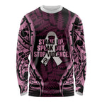 White Ribbon Day New Zealand Long Sleeve Shirt Respect Women Maori Pattern Pink