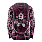 White Ribbon Day New Zealand Long Sleeve Shirt Respect Women Maori Pattern Pink