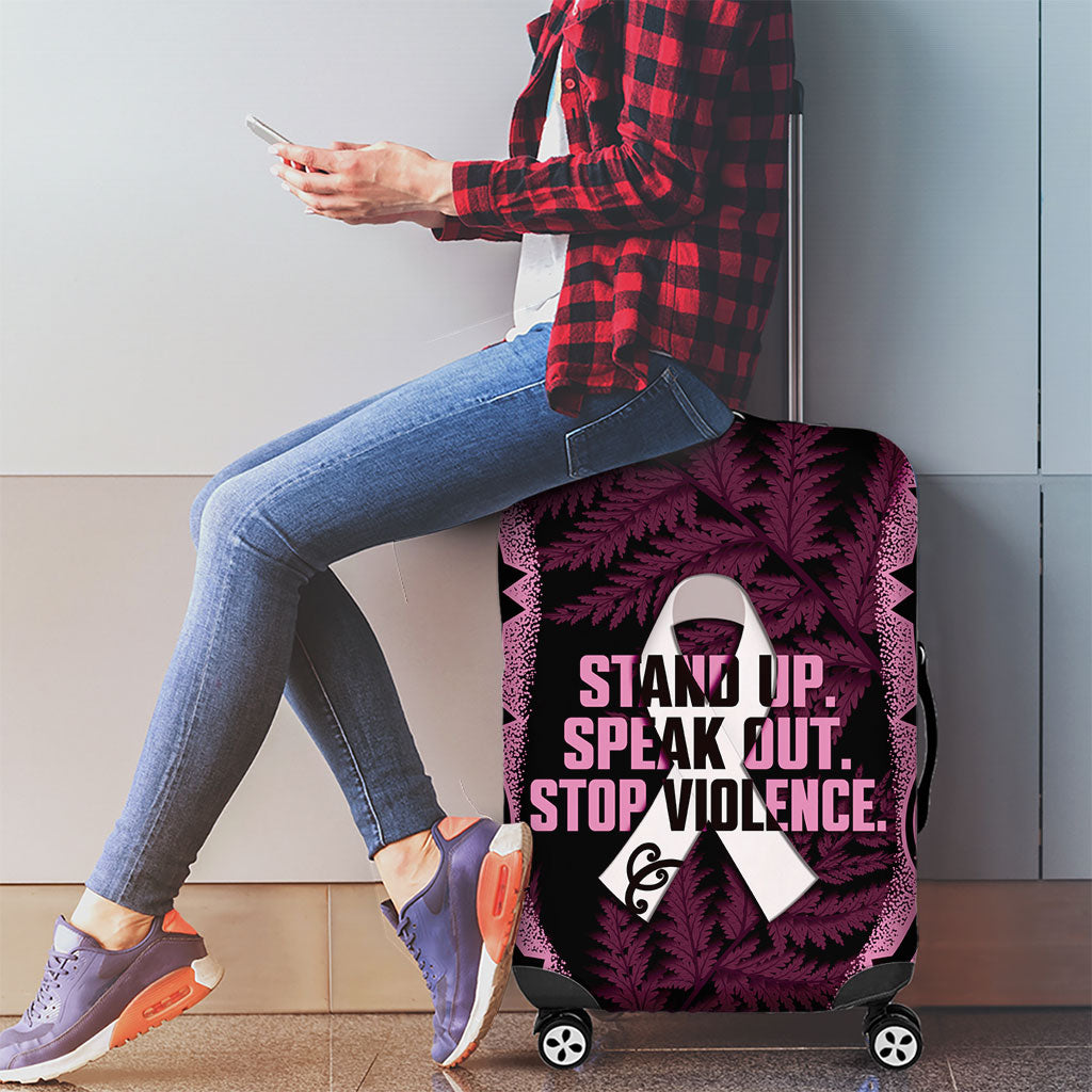 White Ribbon Day New Zealand Luggage Cover Respect Women Maori Pattern Pink