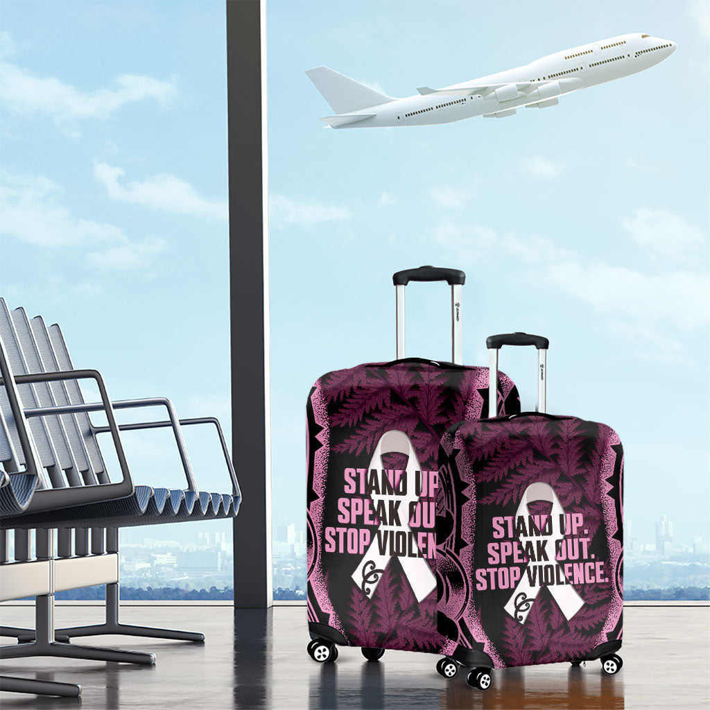 White Ribbon Day New Zealand Luggage Cover Respect Women Maori Pattern Pink