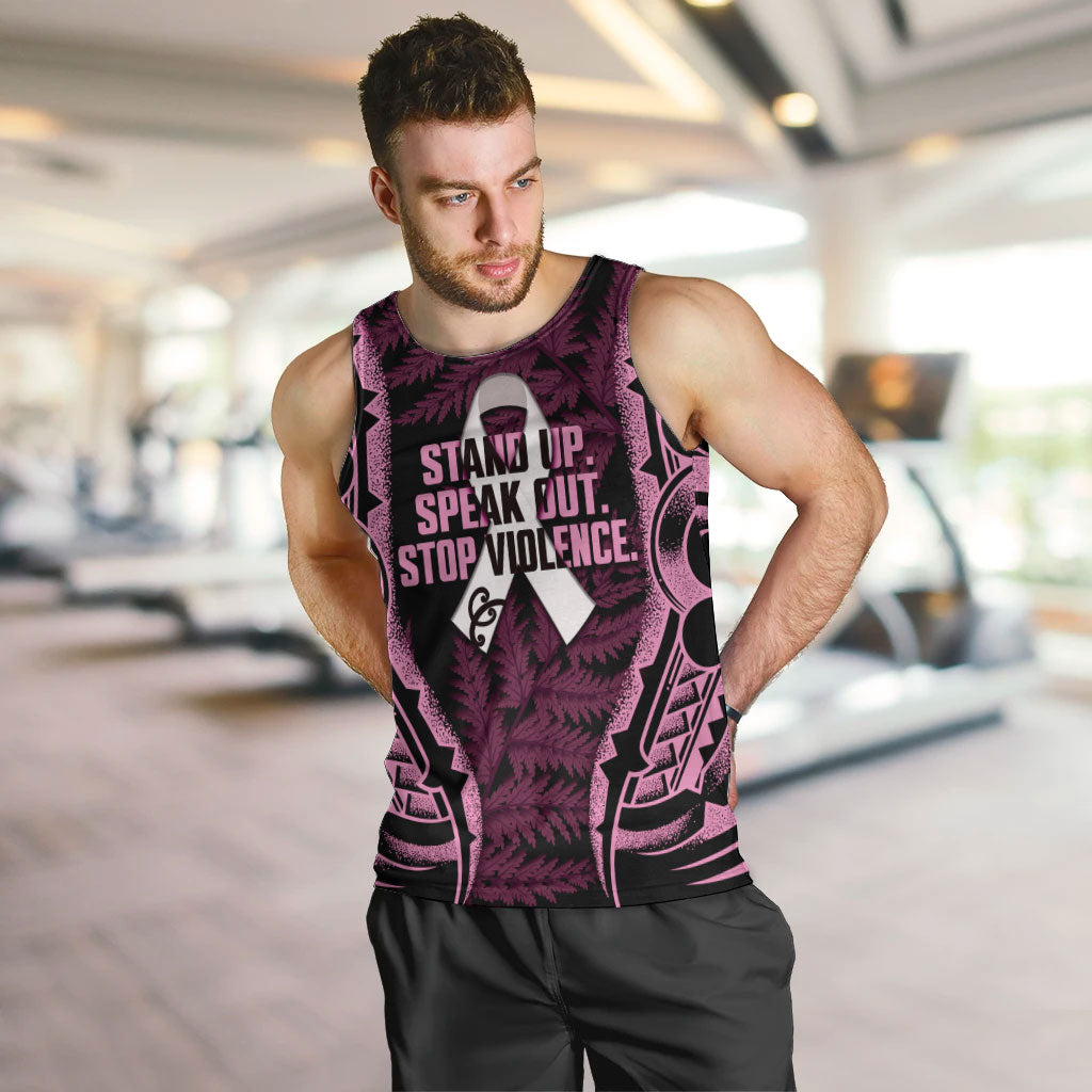 White Ribbon Day New Zealand Men Tank Top Respect Women Maori Pattern Pink