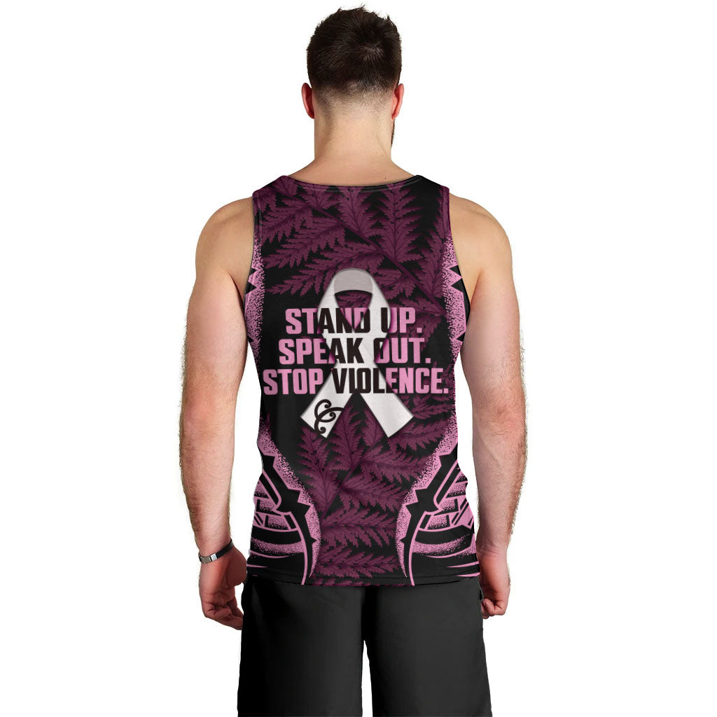 White Ribbon Day New Zealand Men Tank Top Respect Women Maori Pattern Pink