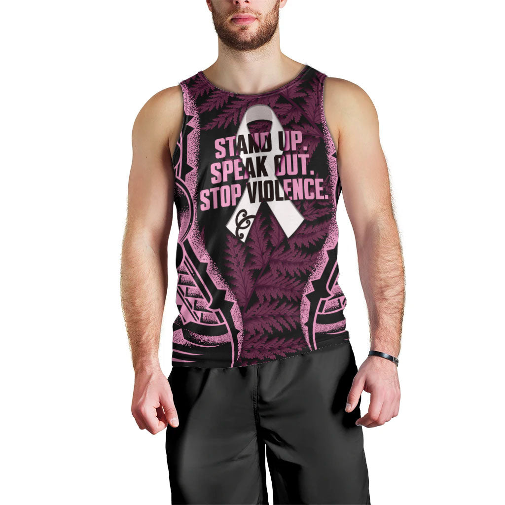 White Ribbon Day New Zealand Men Tank Top Respect Women Maori Pattern Pink