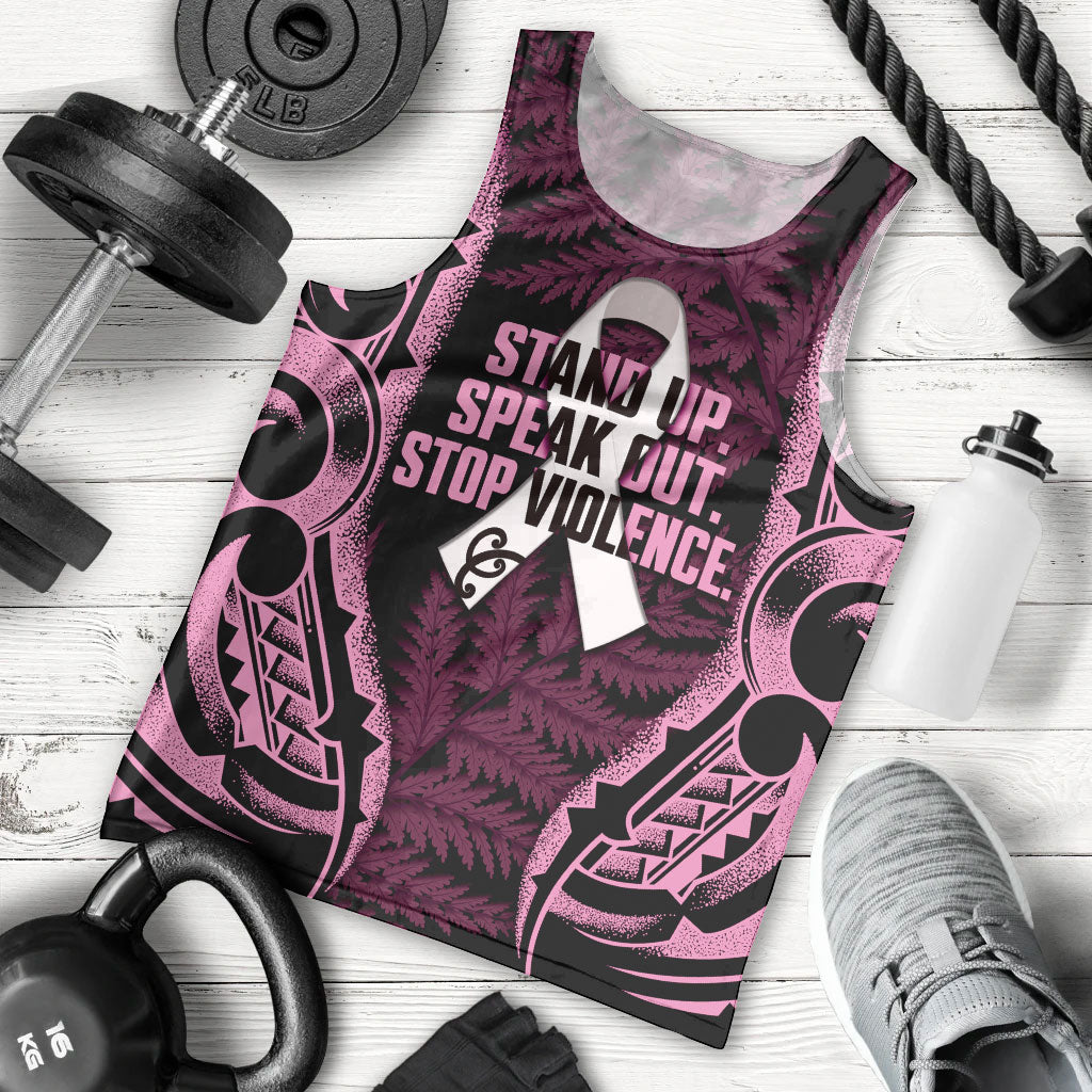 White Ribbon Day New Zealand Men Tank Top Respect Women Maori Pattern Pink