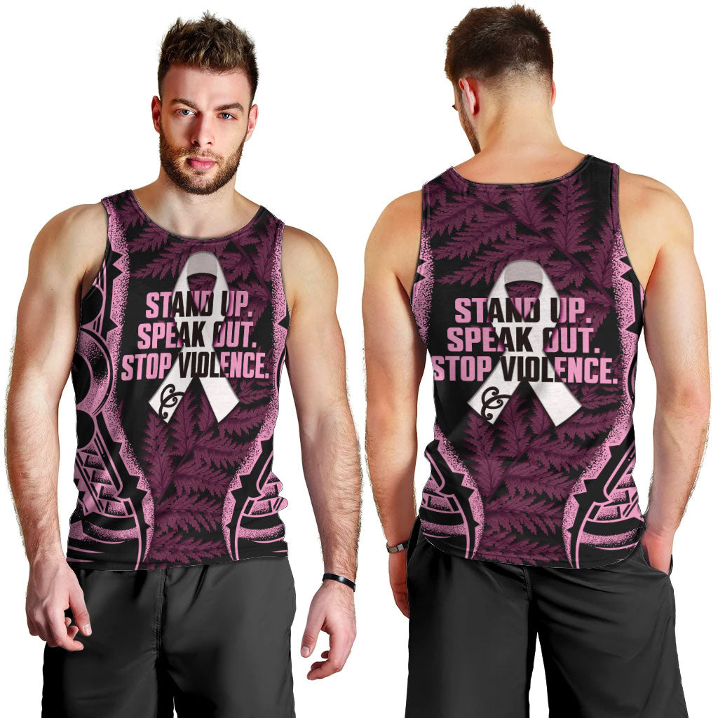White Ribbon Day New Zealand Men Tank Top Respect Women Maori Pattern Pink