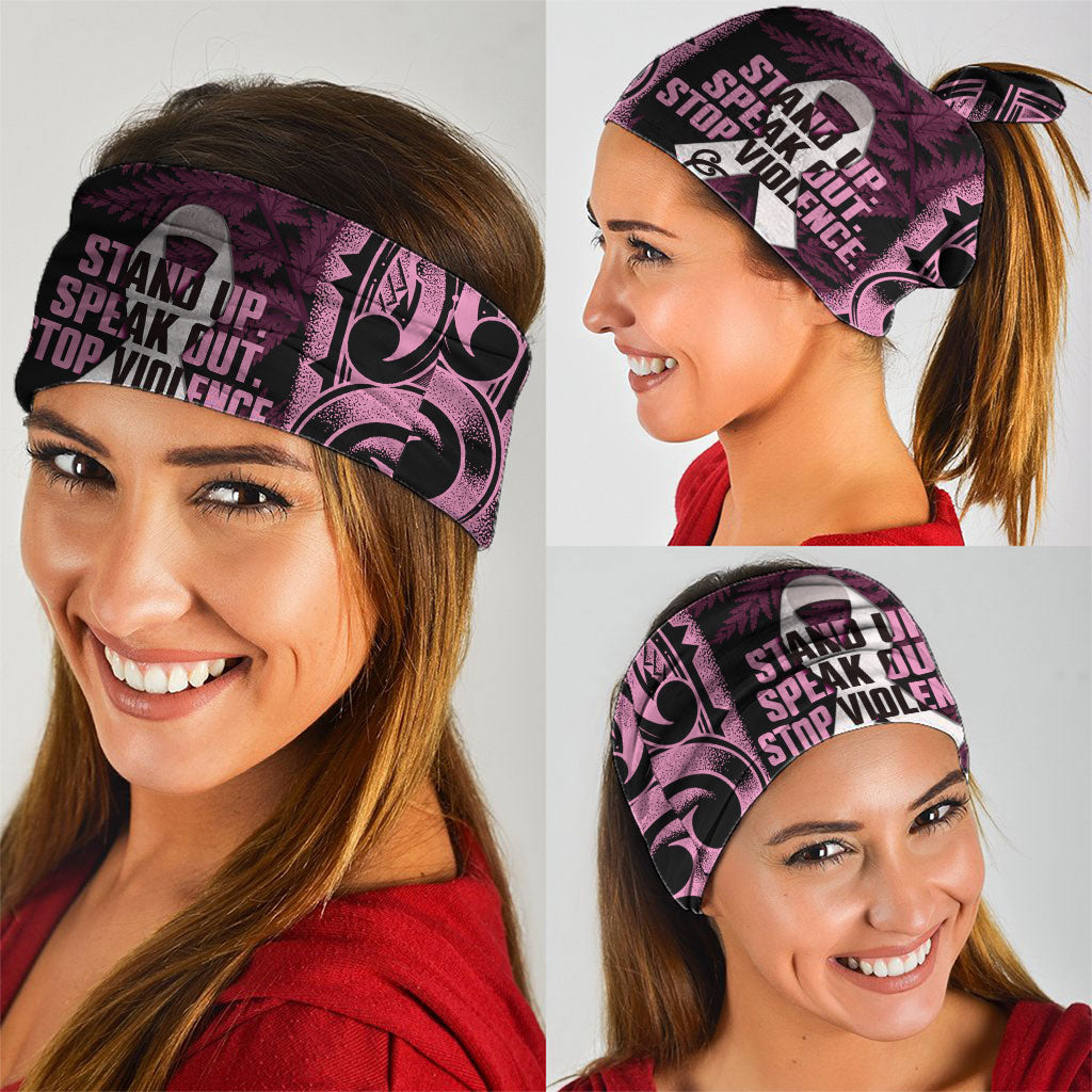 White Ribbon Day New Zealand Neck Gaiter Respect Women Maori Pattern Pink